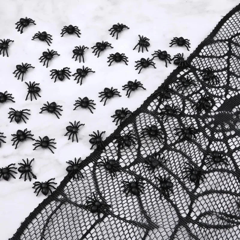 1000/50x Halloween Spider Decoration Small Black Plastic Fake Spiders Haunted House DIY Party Prop Simulation Insects Tricky Toy