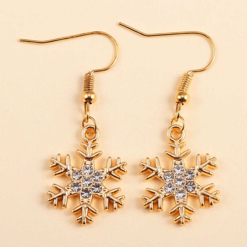 2Pairs Cute Christmas Set Earring Alloy Enamel Bell Snowflake Snowhouse Design Earrings - Perfect Holiday Jewelry Gift