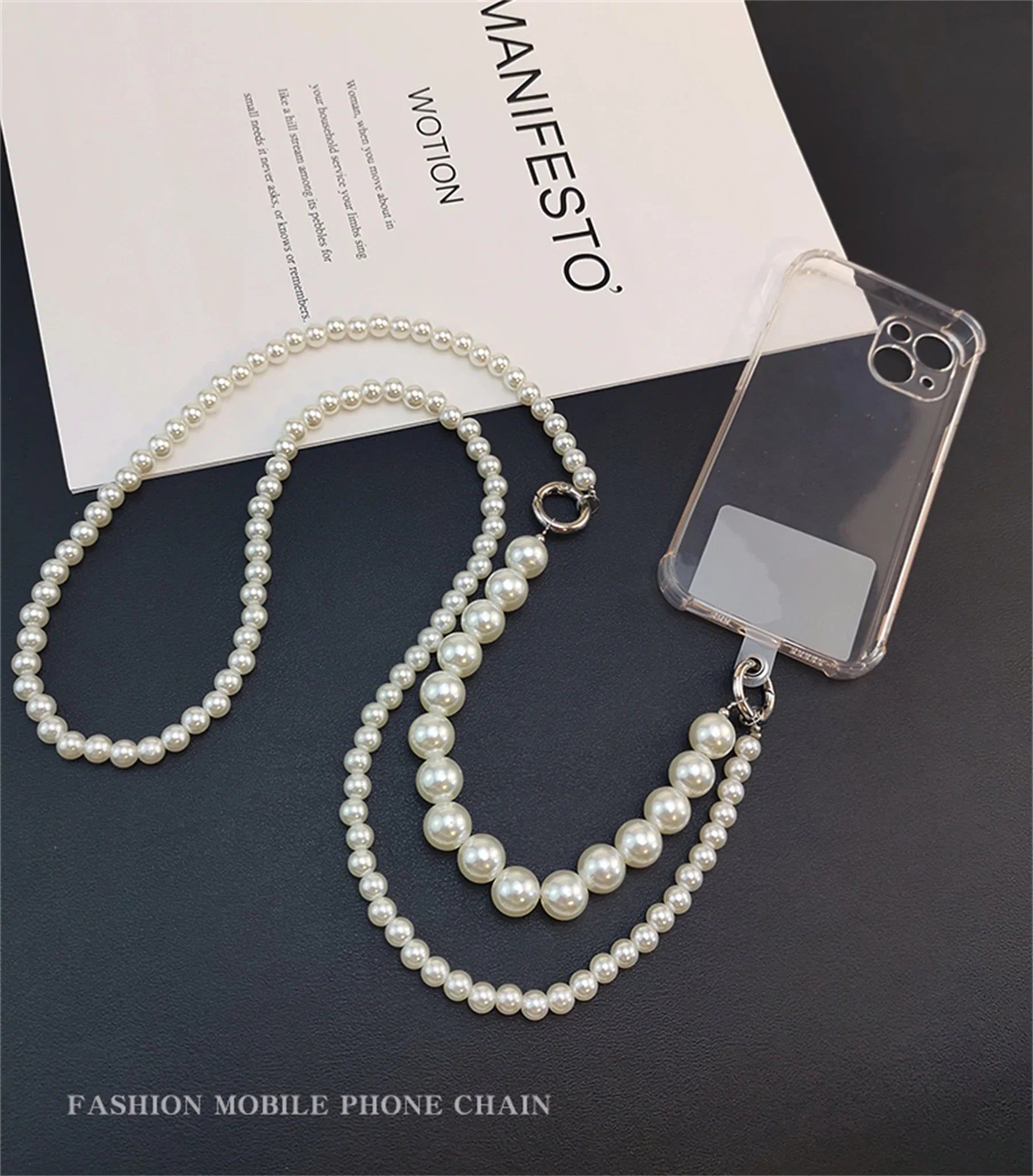 Korean Luxury Mobile Phone Corssbody Lanyard Pearl Bracelets Chain For iPhone 14 15 pro max Samsung Flip 4 S21 s22 S23 Ultra