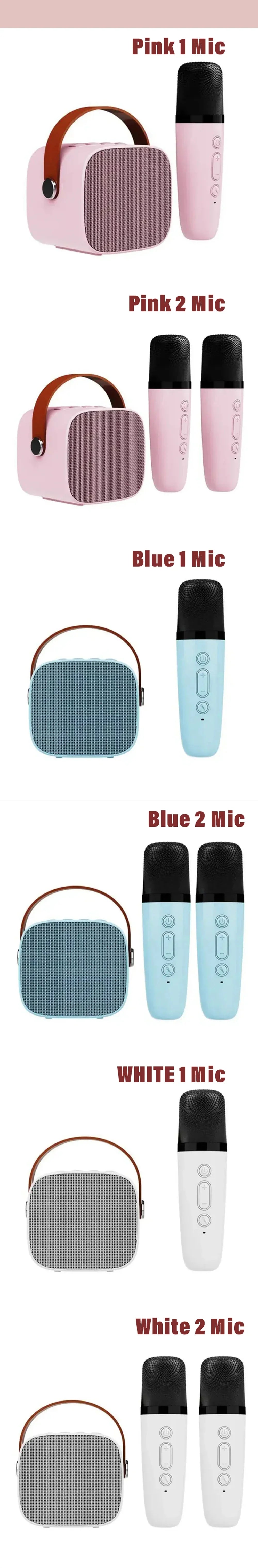 Portable Wireless Dual Microphones Karaoke Machine HomeKTV DSP System Bluetooth Speaker HIFI Stereo Surround For Kids Party Gift