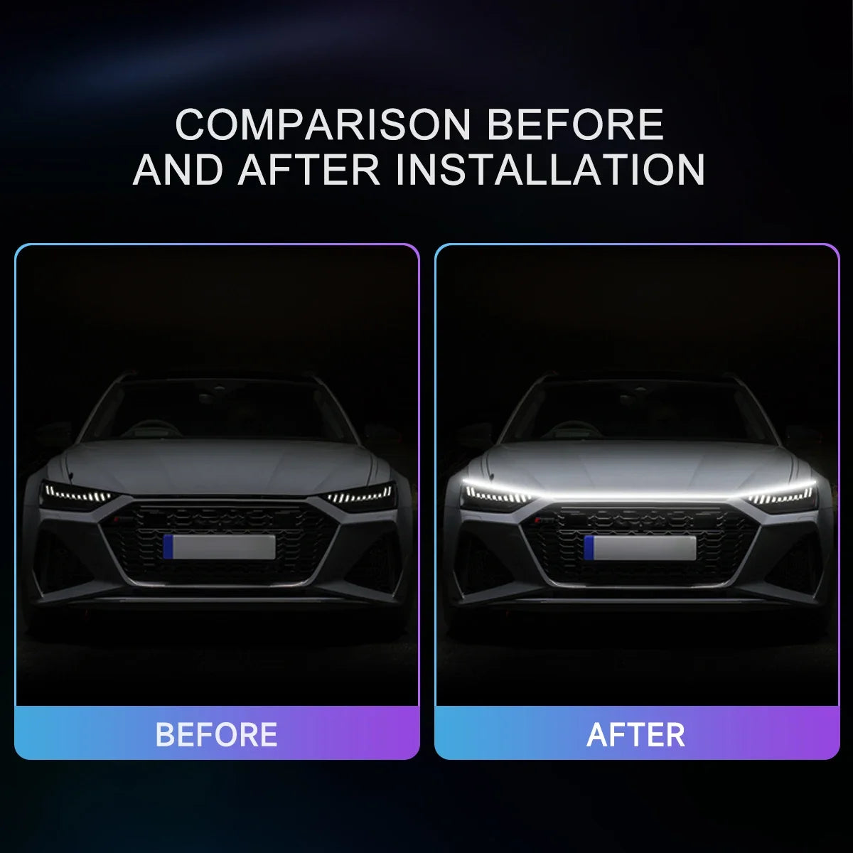 Dynamic Led Car Hood Light Strip With Turn Signal Indicator Flexbile Engine Hood Guide Decorative DRL Daytime Running Lights 12V