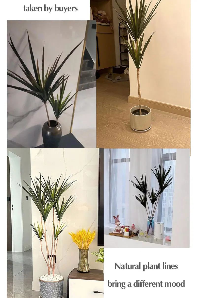 90-120cm Large Artificial Dracaena Plants Tropical Potted Tree Fake Plastic Palm Leaves Cycas Plant For Home Garden Indoor Decor