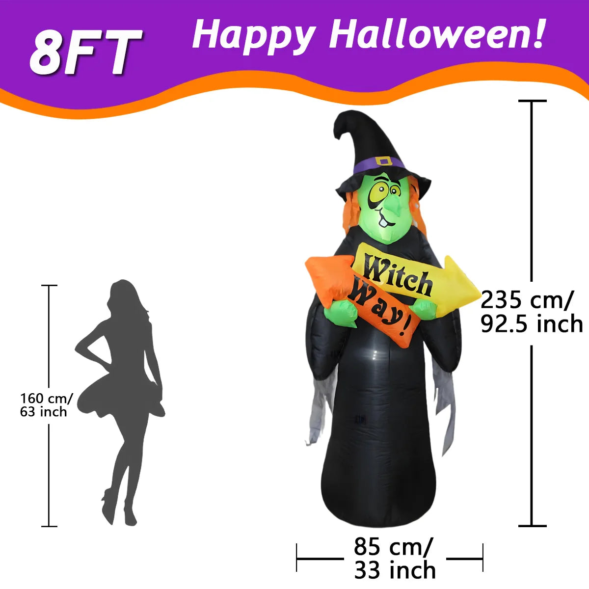 1pc Halloween Inflatables Outdoor Decorations Inflatable Yard Decoration with Build-in LEDs Blow Up Pumpkin for Halloween Party