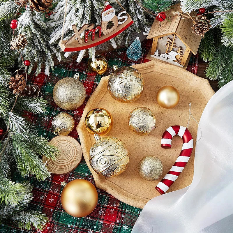Christmas Ball Ornaments 30Pcs of 4/6/8CM Shatterproof Plastic Christmas Ball Xmas Tree Hanging Decor for Home New Year Decor