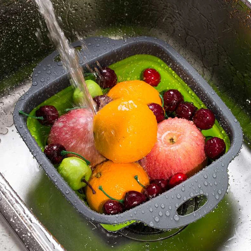 2022 Foldable Vegetable Washing Basket Vegetable Fruit Filter Portable Colander Collapsible Drainer Kitchen Accessories Gadgets