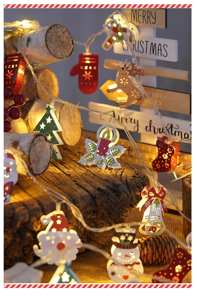 LED Santa Claus Lighting Colorful Christmas Lights, Wrought Iron Christmas Decorative Lights, Christmas Tree Light String