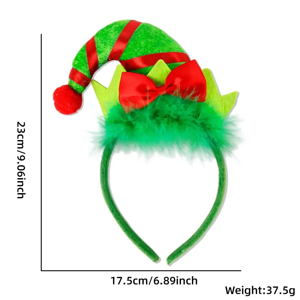 Cartoon Christmas Headband Santa Hat Head Band Elk Antler Xmas Tree Headband Merry Christmas Party Hat Happy New Year 2026 Decor