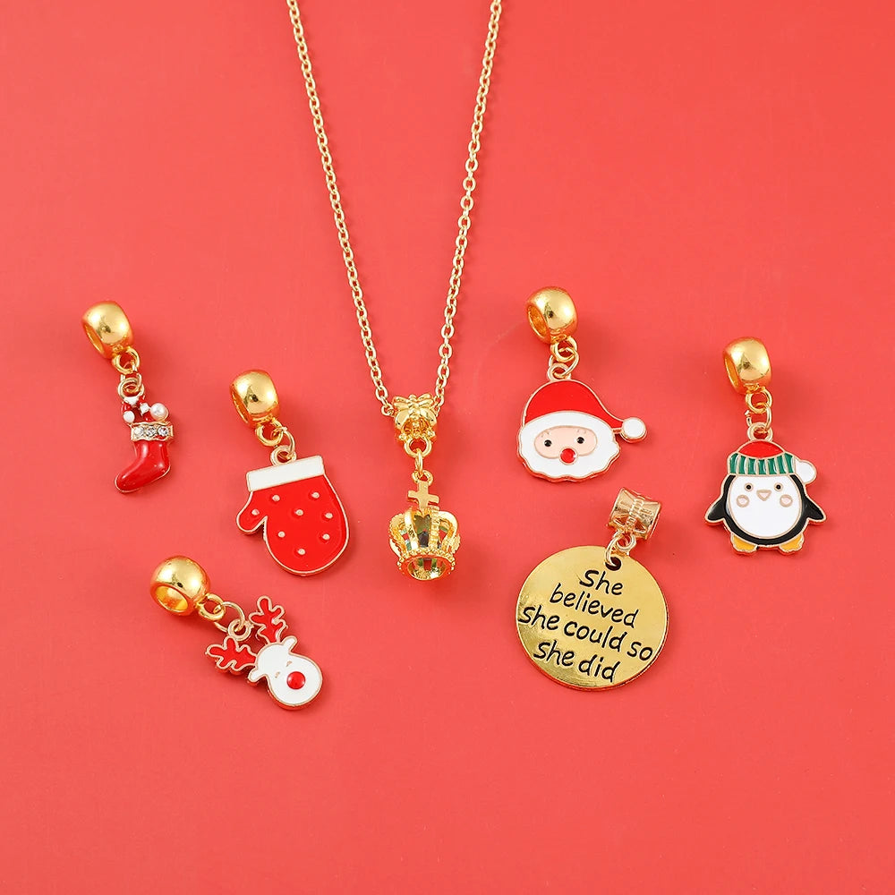 Cute Cartoon Christmas Blind Box Advent Calendar DIY Jewelry Exquisite Bracelets And Necklaces for Girls Birthday Fashion Gifts