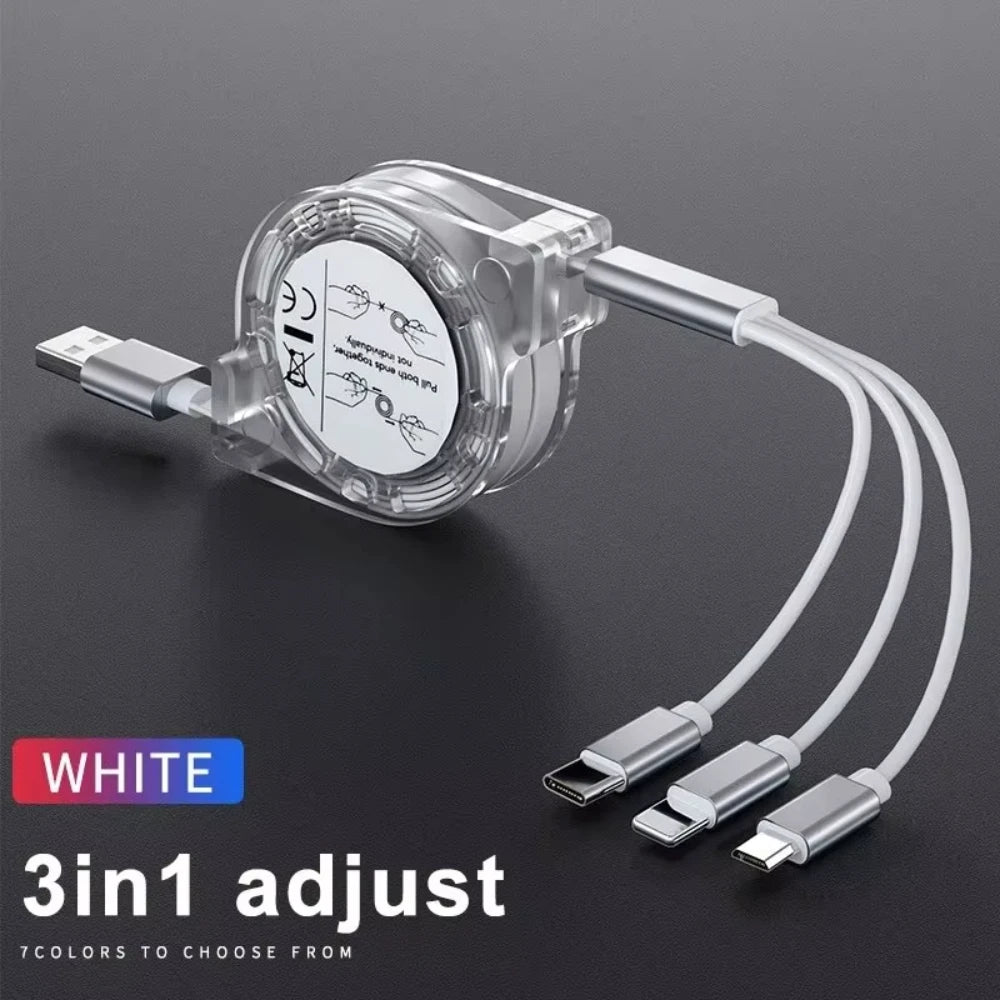 NNBILI 3 in 1 Telescopic Cable Is Suitable for Apple Type C Android Mobile Phone Fast Charging USB Cable for HUWEI iPhone Cable