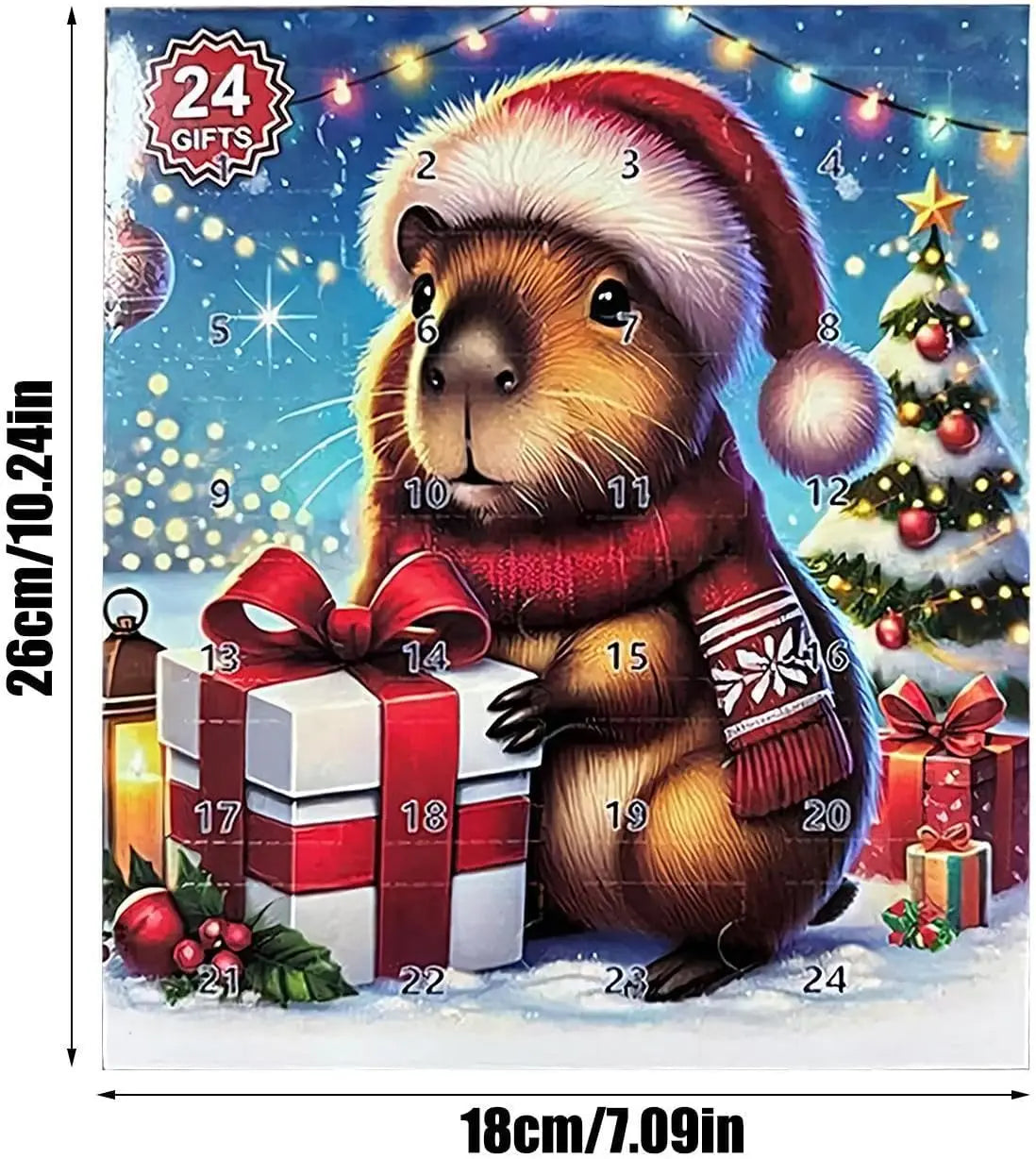 Capybara Advent Calendars, 24 Day Capybara Ornament Christmas Countdown Cartoon Doll, Holiday Birthday Xmas Decoration Kids Gift