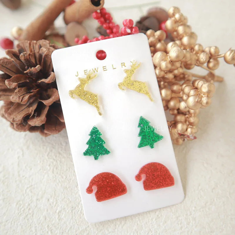 Christmas Earrings Bestsellers: Christmas Cap Stud Earrings, Cute And Fresh European And American Earrings With Diamonds