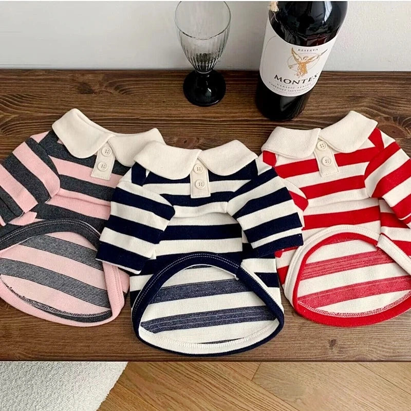Summer Polo Shirt for Dogs Puppy Clothes Bichon Frise Chihuahua Stripe Dog Sweatshirt Dog Cooling Vest for Small and Medium Dogs