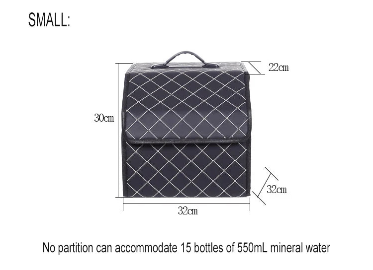 Car Trunk Organizer Box, Large Capacity, Auto Multiuse Tools, Storage Bag, Stowing, Tidying, Leather, Folding for Emergency