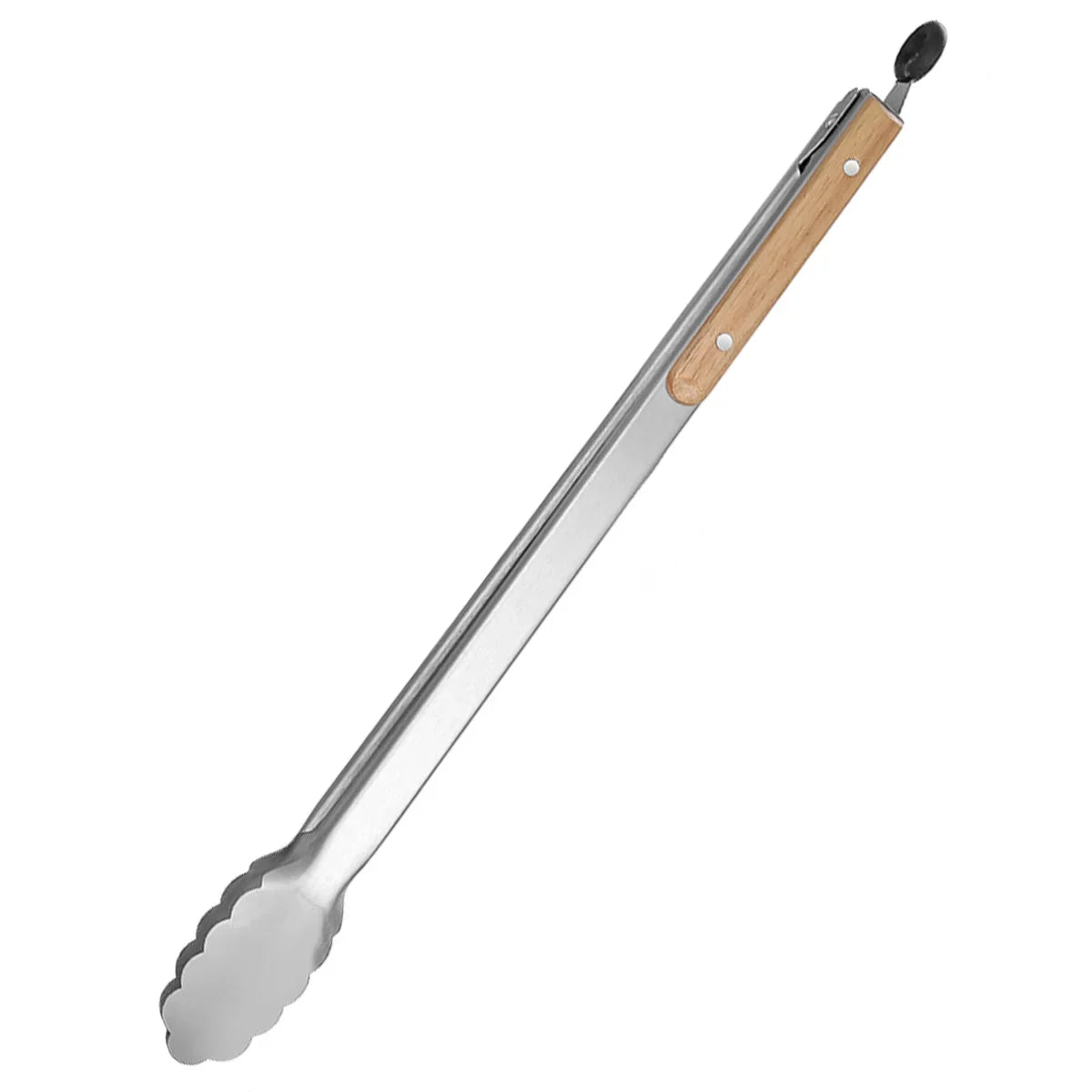 Heavy Duty Kitchen Tongs with Wooden Handle for Cooking, Grilling and BBQ, 7-16 Inch Length