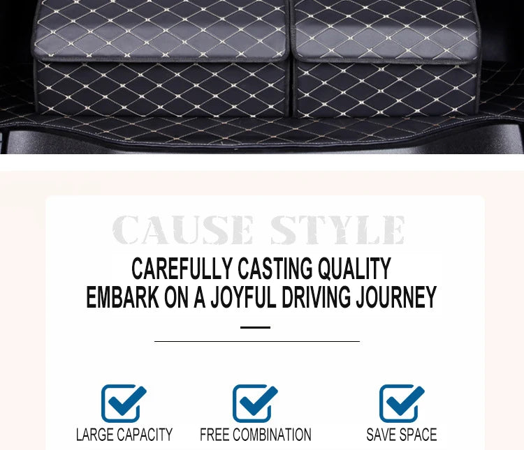 Car Trunk Organizer Box, Large Capacity, Auto Multiuse Tools, Storage Bag, Stowing, Tidying, Leather, Folding for Emergency