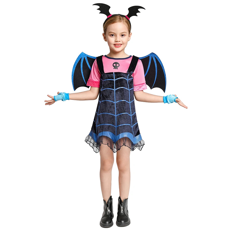 Vampirina Cosplay Dress Girl Kids Princess Clothes Charms Dress Up Christmas Halloween Costume Children Carnival Party