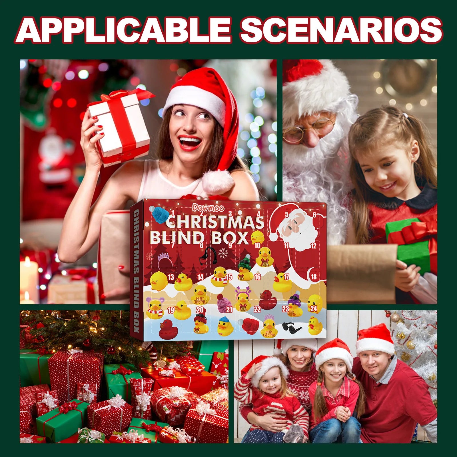 Christmas Advent Calendar 24 Days Countdown Yellow Duck Blind Box DIY Christmas Atmosphere Decoration Surprise Gift Blind Box