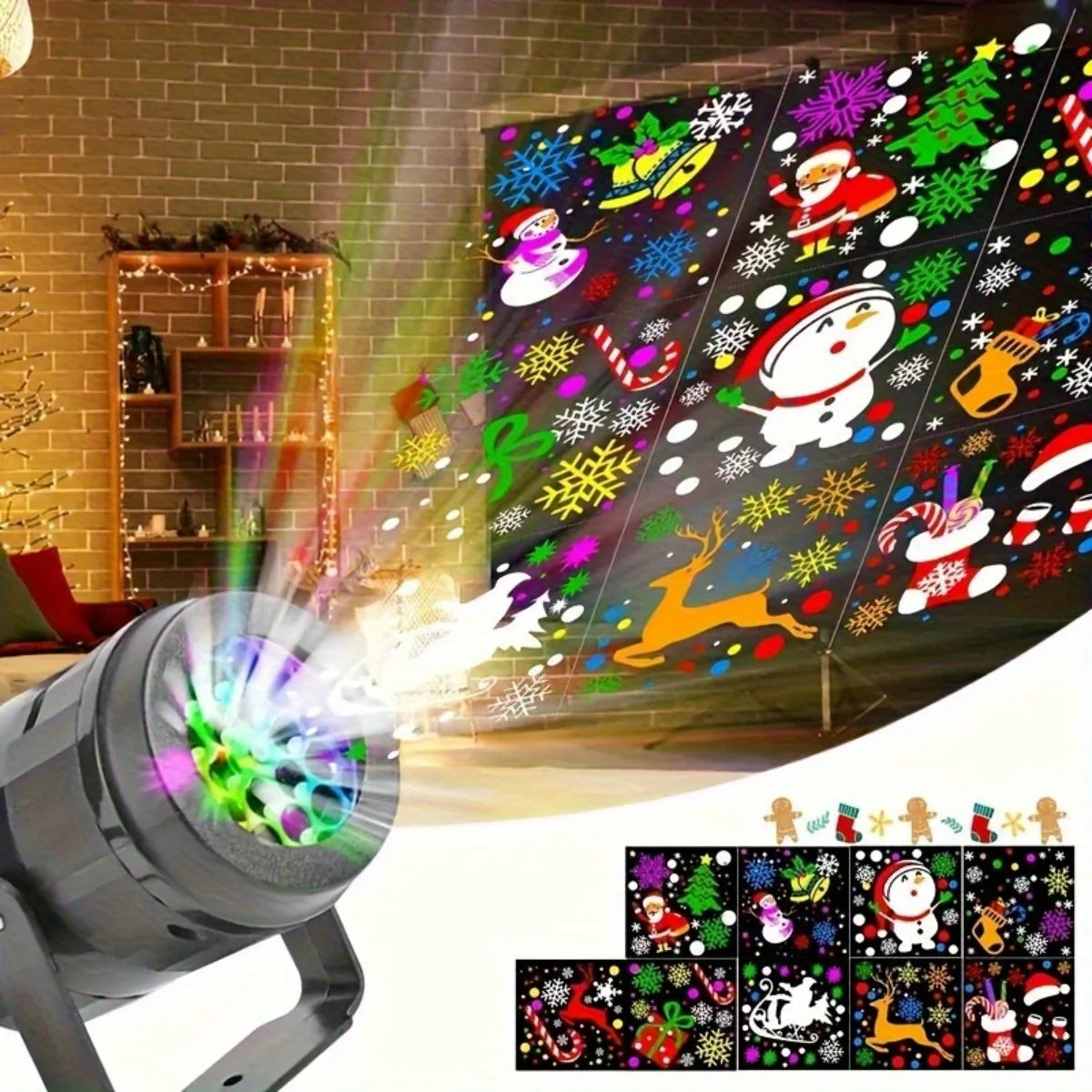 Christmas Projector Lights 16 Patterns Rotating LED Snowflake Laser Light USB Plug-in for Home Party Stage Christmas Decoration