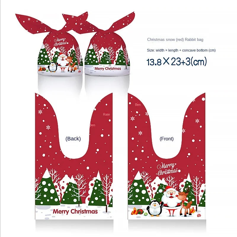 50PCS Santa Claus Snowman Candy Bags Christmas Plastic Gift Bag Merry Christmas Decorations Noel Gifts New Year