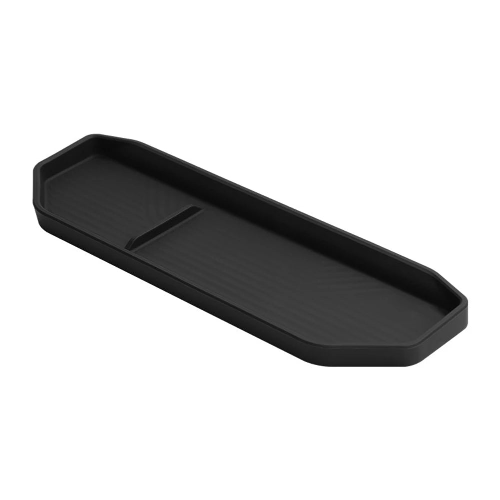 Black Silicone Car Dashboard Tray Behind Screen Tissues Stowing Tidying Storage Box Fit For Kia EV9 2024-2025