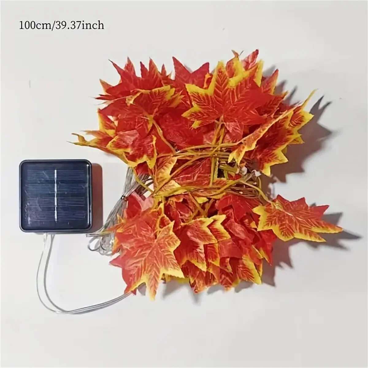 Solar Maple Leaf Light String Plastic Autumn Leaf Decoration For Thanksgiving And Halloween Outdoor/Indoor Atmosphere Lighting