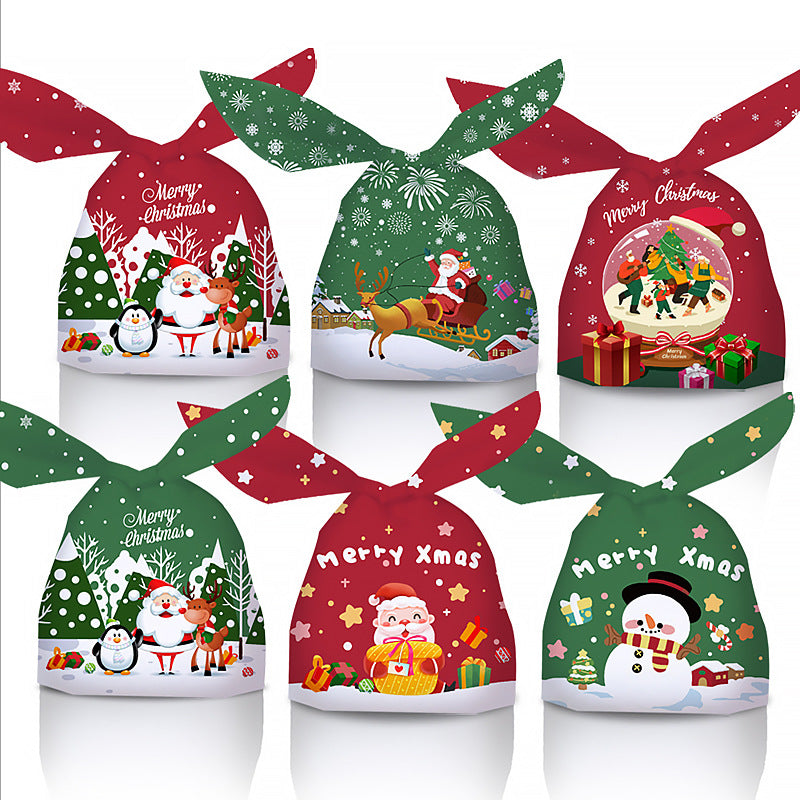 50PCS Santa Claus Snowman Candy Bags Christmas Plastic Gift Bag Merry Christmas Decorations Noel Gifts New Year