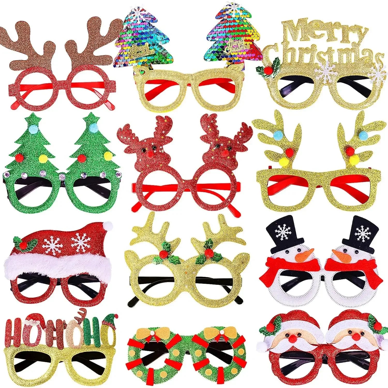 Christmas Glasses Holiday Party Frames Christmas Decoration Accessories Costume Eyeglasses for Christmas Parties Holiday Favors