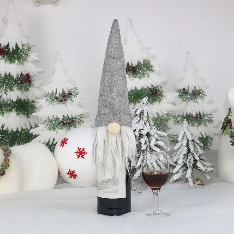 Christmas Wine Bottle Cover Toppers Light Up Santa Claus Gnomes Bottle Bags For Holiday Xmas Table Decorations