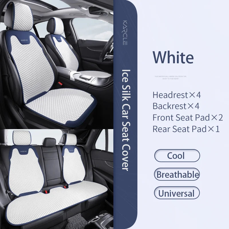 Universal Ice Silk Summer Car Seat Covers Breathable Car Seat Covers Full Set Sweat Absorption Auto Seat Cushion Car Accessories