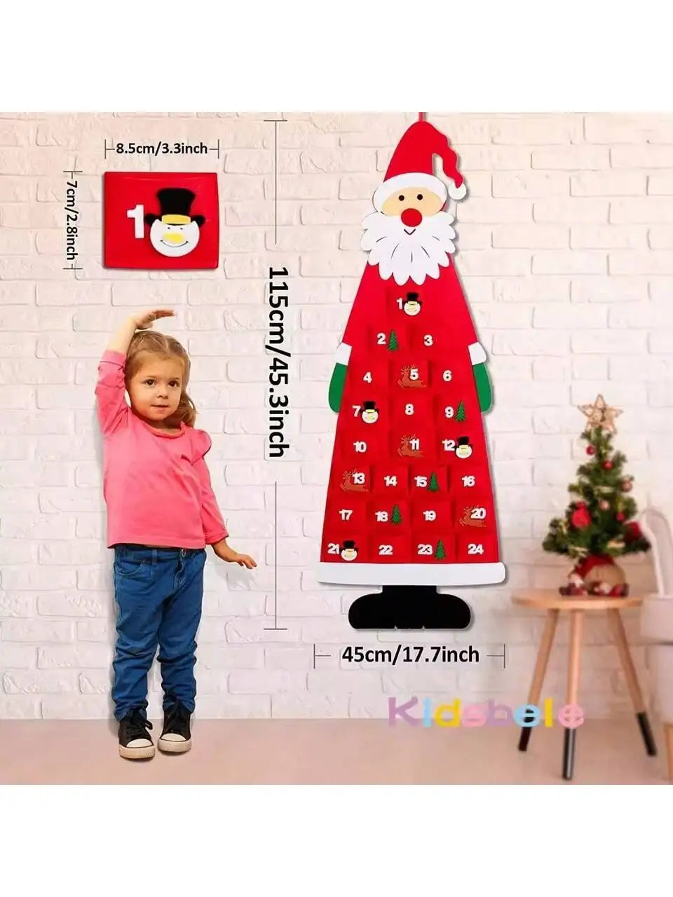 Christmas Felt Advent Calendar Wall Hanging Santa Advent Calendar with Pockets 24 Days Kids Toys For Children Christmas Gift