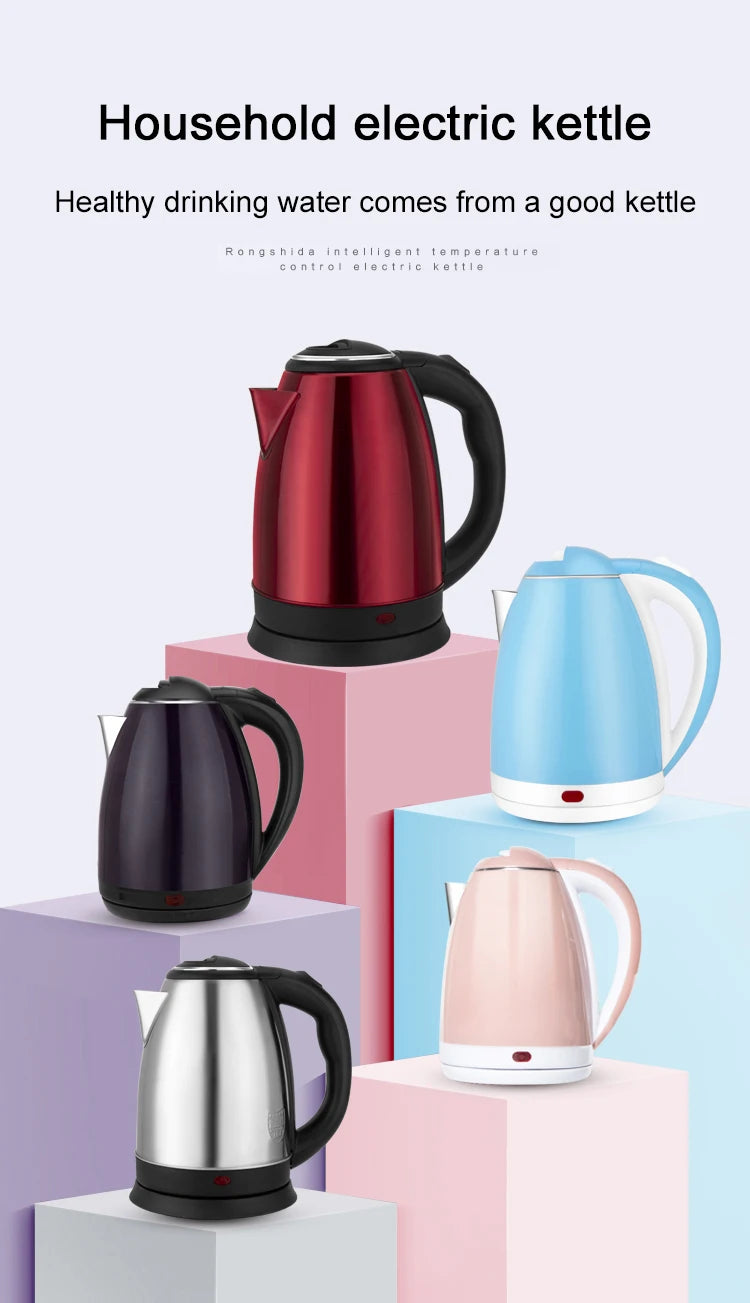 EDTID 2L Stainless Steel Electric Kettle Household Quick Heating Hot Water Boil Kettles Auto Power-off Tea Boiler Teapot EU US