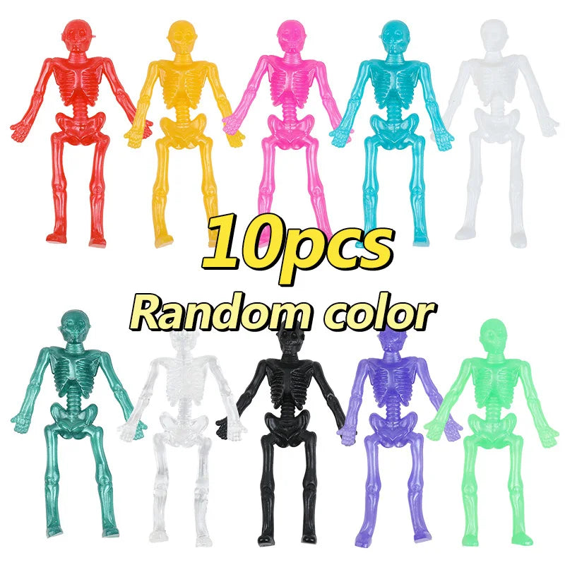 10/20/30pcs Halloween Stretchy Skeleton Trick or Treat Gift Fun Sticky Toy Kids Halloween Party Favors Goody Bag Pinata Fillers