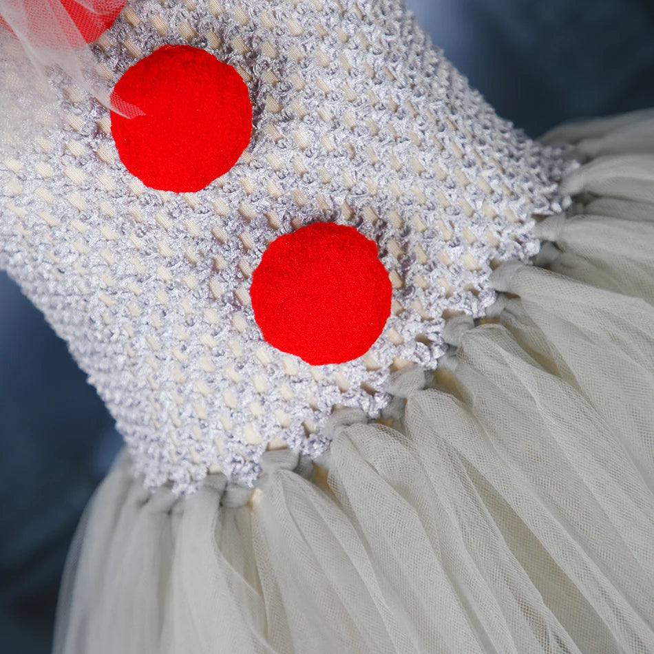 Halloween Clown Dress Kids Horror Movie Cosplay Costume Set for Girls Carnival Party Party Dress Up Clowns Clothing 3-10Yre