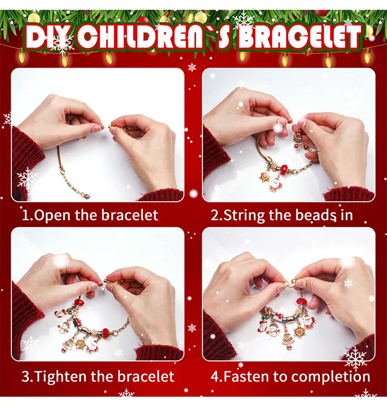 New Christmas Advent Calendar 24 Days Countdown Bracelet Blind Box DIY Christmas Decoration Hand Jewelry Surprise Blind Box Gift