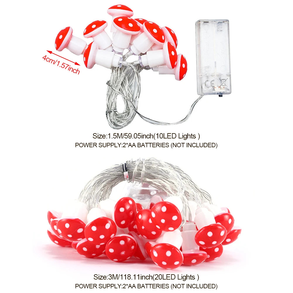 20 Leds Mushroom LED Fairy Lights USB/Battery String Light   Christmas Party Gift Fairy Indoor Decorative Atmosphere Light