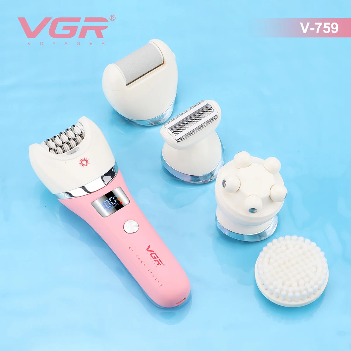 VGR Hair Trimmer Electric Epilator Hair Removal Personal Care Appliances Body Trimmer 5 IN 1 Waterproof Hair Remover Women V-759