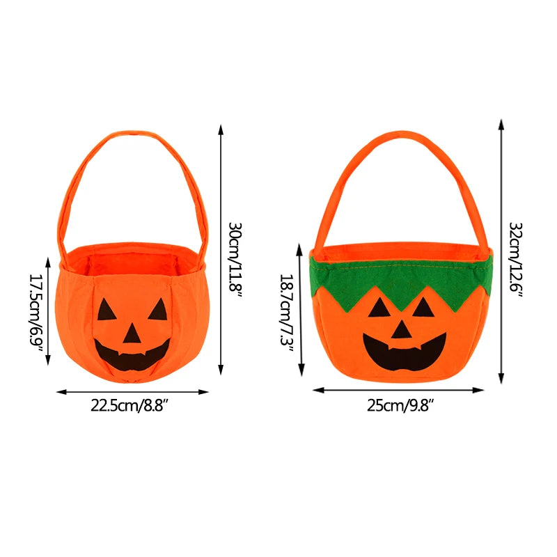 Halloween Pumpkin Candy Gift Bag With Handheld Cloth Pumpkin Cookie Snack Bags Halloween Party Decor Kids Favors Trick Or Treat