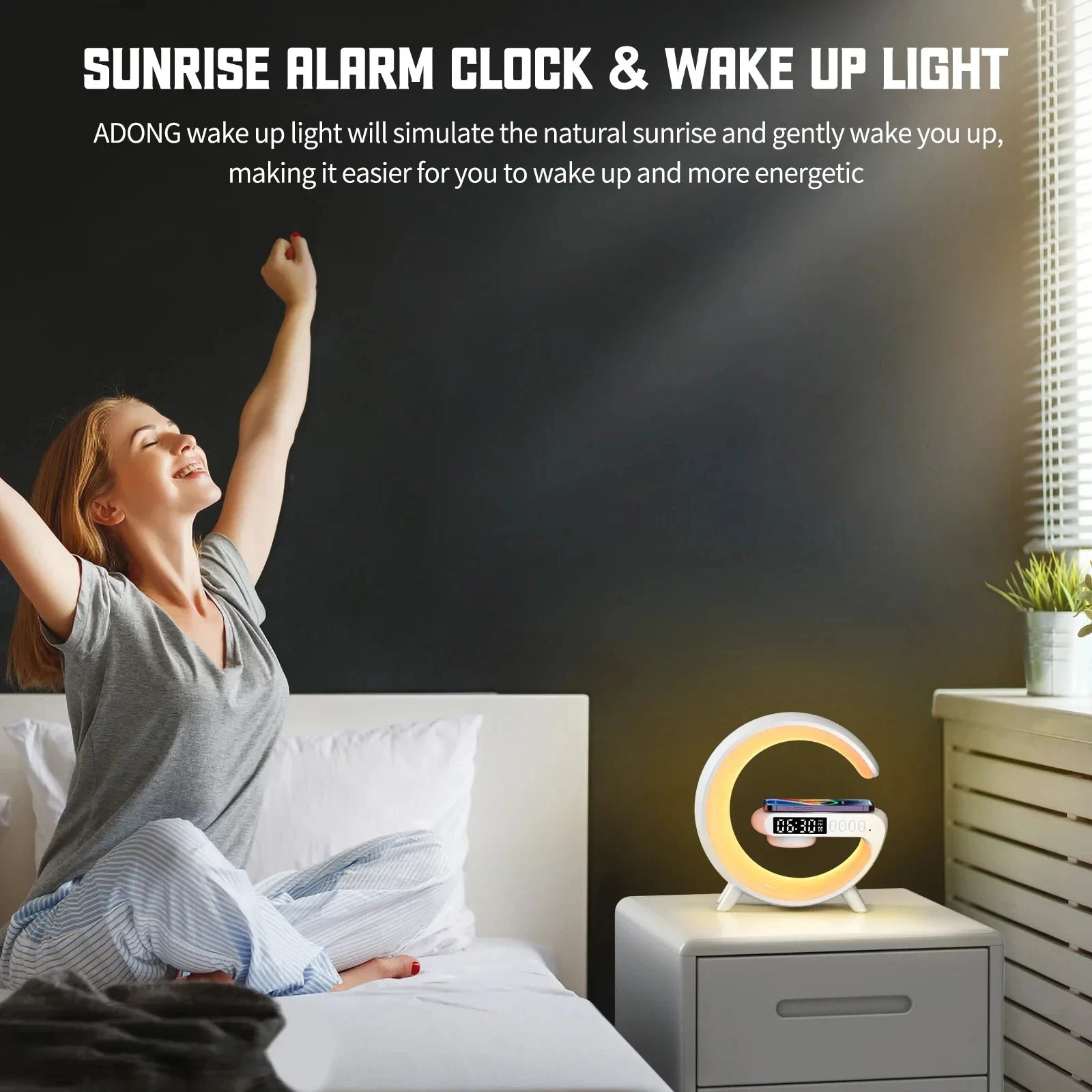 Multifunction Stand Speaker Wireless Charger Pad RGB Light Alarm Clock Speaker For iPhone Samsung
