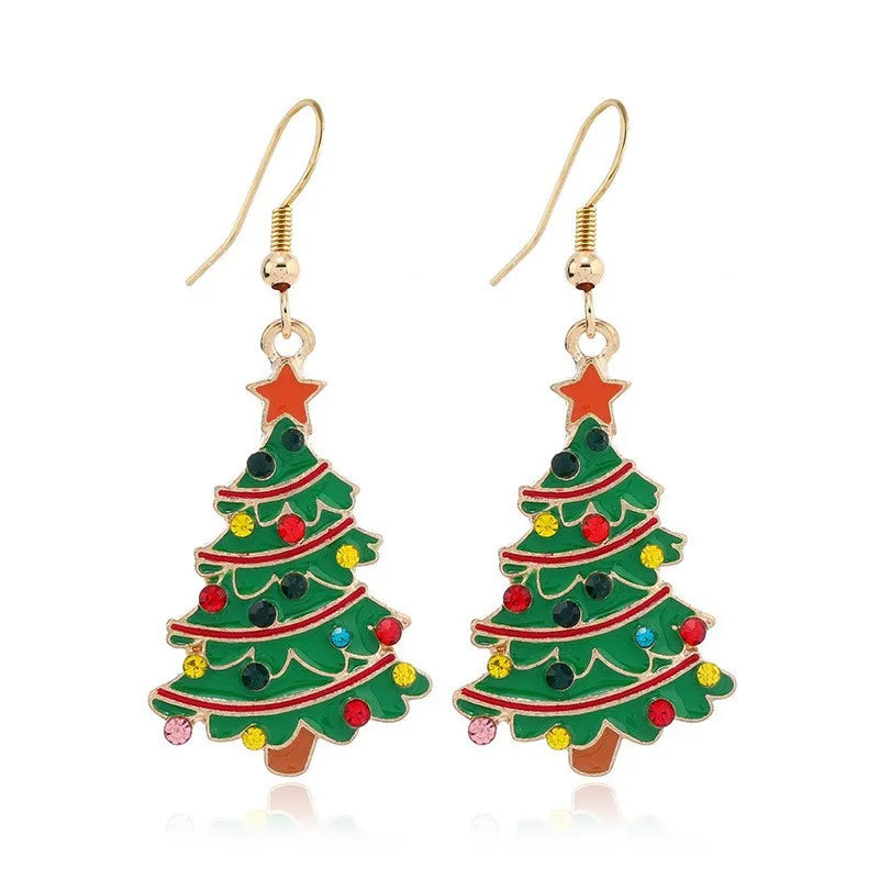 Fashion Christmas Tree Drop Earrings Small Bell Snowflake Earings for Women Cute Bowknot Dangle Earring New Year Gift Brincos
