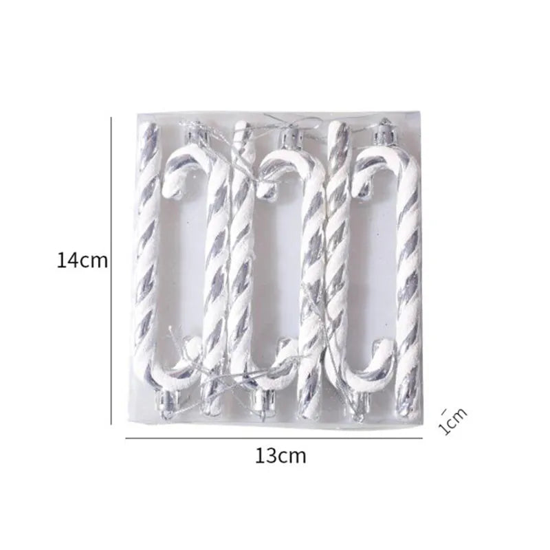 1 Box Mini Cane Christmas Tree Decoration Cute Santa Claus Red White Cane Candy Hook Holiday Party Ornaments Xmas DIY Pendant