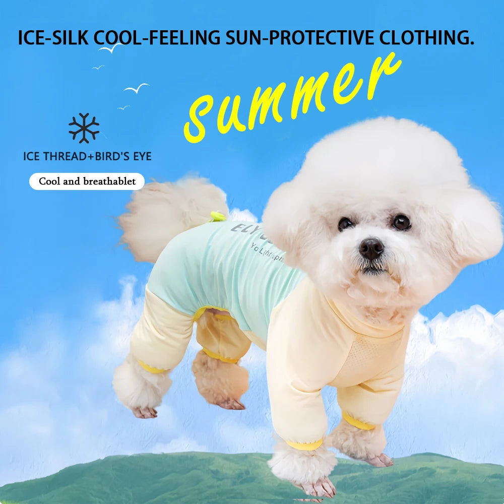 Dog Mesh Clothes Summer  Sun Protection Shirt UV 50+ Cooling outdoor wear for Beach Hiking Puppy Jumpsuit  Hoodie Pajamas