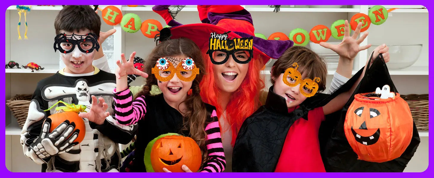 12-100Pcs Halloween Party Favors Glasses for Kids Family Halloween Treat Bag Stuffers Party Eyeglasses Trick or Treat Supplies