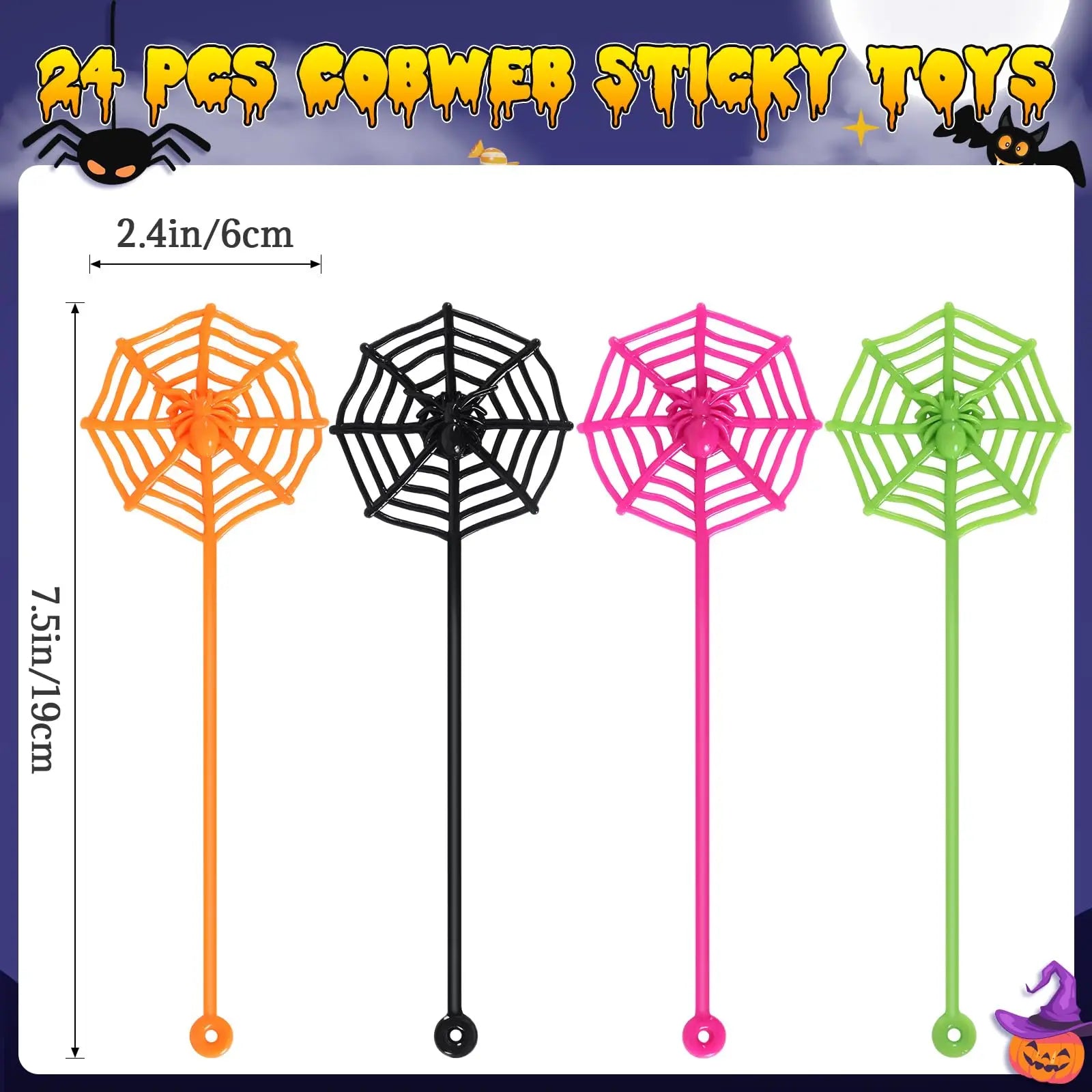 12-100pcs Halloween Cobweb Sticky Hands Toys Spider Web Sticky for Kids Goodie Bag Stuffers for Halloween Party Favor Supply