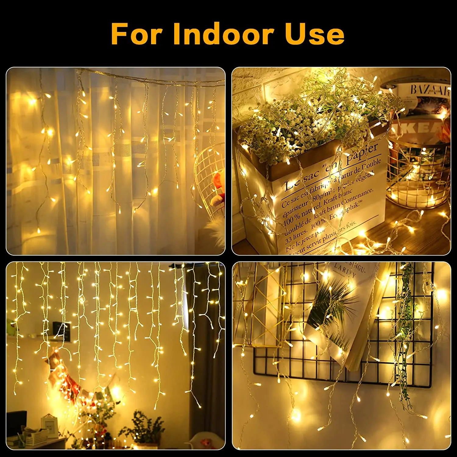 Christmas Decoration 2025 Festoon Led Icicle Curtain Lights Outdoor Droop 0.5/0.6/0.7M Street Garland On The House New Year Eve