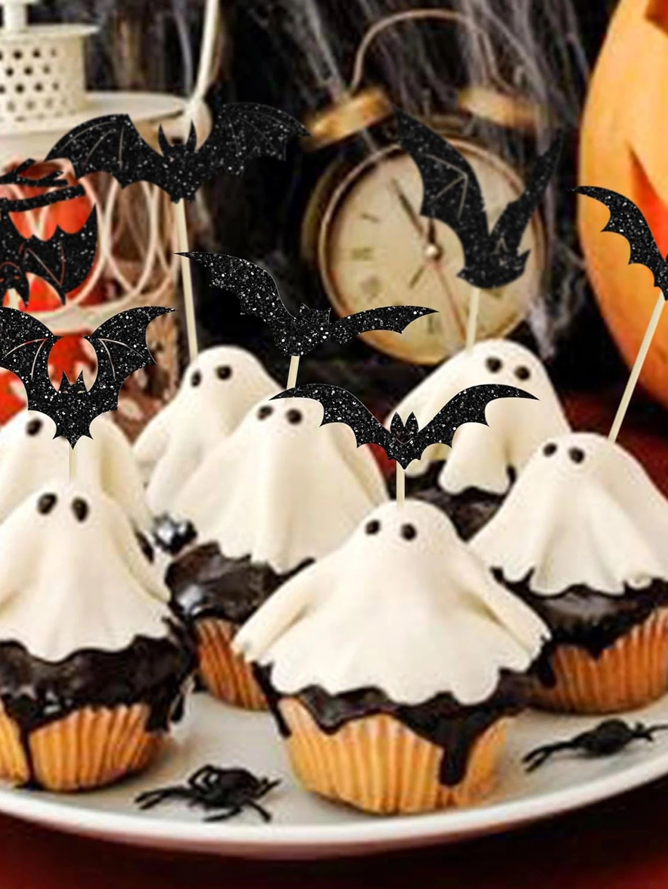 24pcs Halloween Cake Decoration Bat Birthday Cake Topper Halloween Birthday Party Cake Decoration Supplies Halloween Decoration