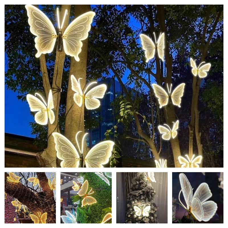 Auto Fluttering LED Butterfly Decor, Realistic Moving Wings for Wedding Christmas Festival Party Decoration 2/4pcs