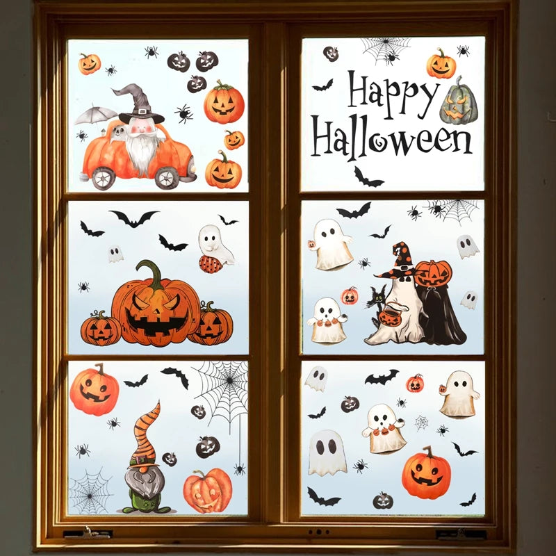 Halloween Window Sticker Halloween Theme Party Decoration Kids Favors Pumpkin Bat Window Stickers Trick or Treat Party Supplies
