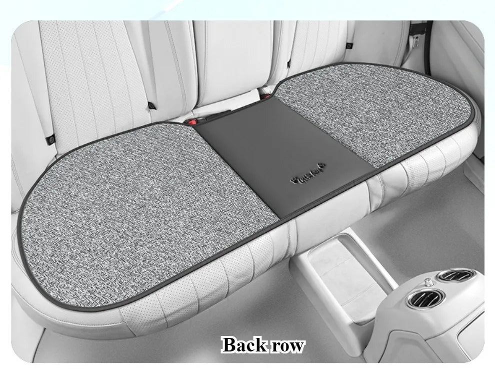 3pcs, Breathable Car Seat cushion - PU Leather + Cool Ice Rattan Weave, Playful Embroidery