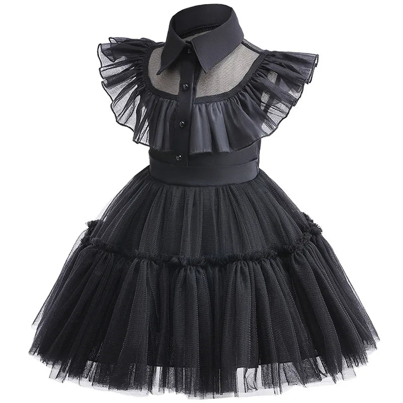 1-6 Years Children Dress For Girl Costume 2023 New Vestidos For Kids Birthday Party Dresses Black Halloween Cosplay Costumes