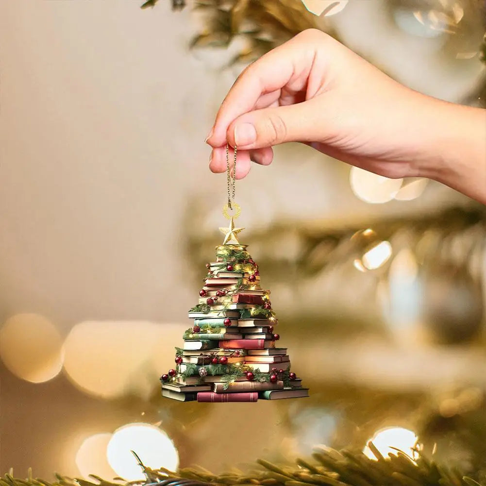 Christmas Ornament Mountain Of Book Christmas Tree Hanging Pendant 2025 Happy New Year Decor 2024 Merry Christmas Decoration